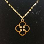 Gold Clover Flower Necklace Earrings Set Photo 1