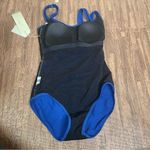 Gottex  Blue Textured Square Neck Textured One Piece women's Swimsuit swim suit 8 Photo 5