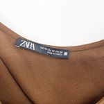 ZARA  Asymmetrical Sleeve Top XS Brown Photo 5