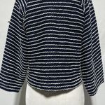 ZARA Striped Textured Mock Neck 3/4 Sleeve Sweater Top Navy White Size Medium Photo 12