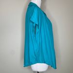 Vintage Rayon Teal Blouse Sz Small 80s Short Sleeves Green Photo 2