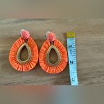 J.Crew  Women's pink orange Raffia Teardrop Tassel Statement Earrings Photo 2