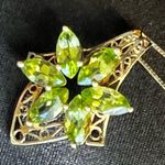 14K Gold Peridot? filigree Slider Pendant/ 20” Italy Chain Photo 2