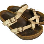 Birkenstock Women's Mayari cream Birko-flor toe loop slide sandals US 7 EU 38 Photo 0