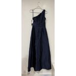 Alfred Sung NWT Draped One Shoulder Satin Maxi Dress Formal Midnight Navy Size 2 Photo 4
