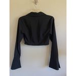 Hunter & Brown Premium Black Vneck Twist Front Cropped Bell Sleeve Blouse Shirt Photo 4