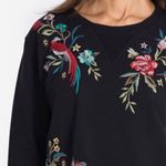 Johnny Was Black Gen French Terry Mix Pullover XXS Red Bird Embroidery Photo 2