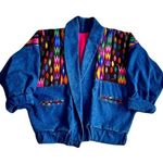 Neiman Marcus Vintage Denim Aztec Southwestern Woven Huipil Jacket, One Size Photo 0