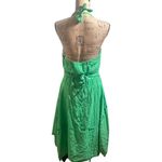 Mexican Bright Green Summer Hankerchief Crochet Halter Women’s Dress size large Green Photo 4