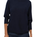 NWT Anatomie Ash Ribbed Mock Neck Travel Sweater Navy Blue Sz Large Photo 0