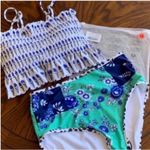 Floral Blue and Green Women's Swim Set Size M Photo 4