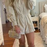 Mabel Linen Puff Sleeve Romper  Photo 0