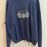 Vintage America Pullover Sweatshirt Womens 1X Long Sleeve MC Sportswear Grandma Blue Photo 0