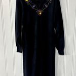 R & K Vintage Dress Women Size Medium Sweater Navy Blue Sequin Midi Long Sleeve Photo 4