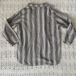 Past Life The Collective Striped Open Front Button Down Shirt Black/White (XS/S) Black Photo 7
