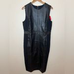 Spanx  Faux Leather Combo Panel Knit Midi Sheath Dress Luxe Black NEW Womens XL Photo 2