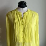 BCBGMAXAZRIA BCBG yellow green neon silk long sleeve blouse Photo 2