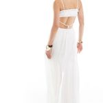 NWOT Ruffle Trim Tie Back Dress White Size L Photo 1