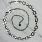 Square Geometric Chain Link Belt Silver Tone One Size (OS) ✨ Photo 0