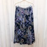 Womens Reversible Midi Skirt Size M Black Multicolor Floral Paisley Ruffle Boho Size M Photo 4