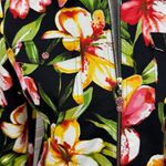 Vintage St. John Sport Tropical Flower Print Denim Jacket Black Yellow Small Photo 5