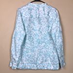 Charter Club  Women’s Linen Floral Print Blue White Button-Up Long Sleeve Shirt Photo 6