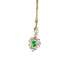 Vintage Gold Tone Necklace with Green Gemstone and Clear Crystal Accents Photo 3