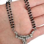 Dainty Silver & Gold Tone Black Seed Beaded Mangalsutra Rhinestone Necklaces Photo 12