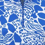 IBKUL Icefil Bianca Navy Animal Print Short Sleeve Sun Shirt LARGE Blue Photo 2
