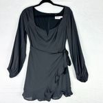 Hello Molly  No Time For Love Dress Size 6 Black Mini Wrap Balloon Sleeve Photo 5