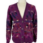 Tricots St. Raphael Vintage  Purple Multicolor Western Cardigan Sweater Cotton S Photo 13