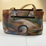 Anuschka  Hand Painted Leather Shoulder Bag Butterfly Floral Art Purse Photo 7