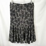 Michael Kors Sz 10 Midi Skirt Trumpet Black Gray Lace Print Flare Whimsigoth 195 Photo 1