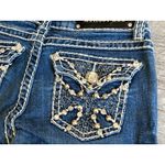 LA Idol USA Capri Jeans size 5 W‎ 29 L 18 29x18 Denim Jean Bling Flap Pockets Blue Photo 11