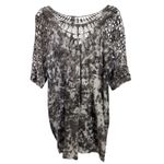 XCVI  Crochet Open Knit Tie Dye Abtract Tunic Top Size XL Lagenlook Artsy Boho Photo 1