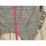Luxulogy Grey Ribbed Short Sleeve Sweater Button Detail Women Size Large L Gray Photo 6