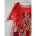 Abby Paris Tulle w/Embroidery Formal Gown Dress Size 2 Red Photo 7