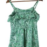 Tommy Hilfiger Womens S Paisley Ruffled Tank Top Green Blue Preppy Boho Feminine Photo 1
