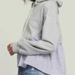 Veronica Beard Hockley Drawstring Sweatshirt Hoodie Mixed Media Striped Medium Photo 1