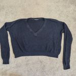 Brandy Melville  Cotton Navy Blue Ribbed Cropped V Neck Pullover Sweater One Size Photo 3