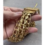 VINTAGE Belt Gold Chain Link Woven Black Vinyl Waist Sz XL Photo 1