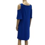 Boston Proper  Blue Cutout Front Short Sleeve Cold Shoulder Midi Dress Womens M Photo 4