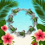Green Turtle Silver Plated Bracelet‎ Photo 2