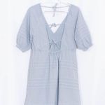7 For All Mankind Puff Sleeve Tie Back Denim Dress Size M Photo 4