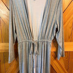 Jaclyn Intimates  Size M Gray Heather Ribbed Open Front Robe Tie Long Sleeve nwot Photo 0