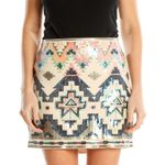 EXPRESS 🦎Multicolor Aztec Print Sequin Chic Mini Skirt🌵 Photo 0
