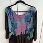 Clara Sun Woo Dress Size 1X Black Abstract Flowy Tunic Wrinkle Photo 2