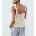 ZARA NWT Crochet Embroidered Floral Scalloped Tank Top in Cream - M Photo 2