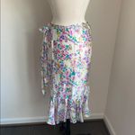 SheIn  Wrap Skirt Womens Sz XL Floral Ruffle Cream Purple Coquette Photo 3