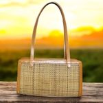 Tommy Bahama Brand New Without Tags (NWOT)
 Rattan and Leather
Shoulder Tote Bag. Photo 1